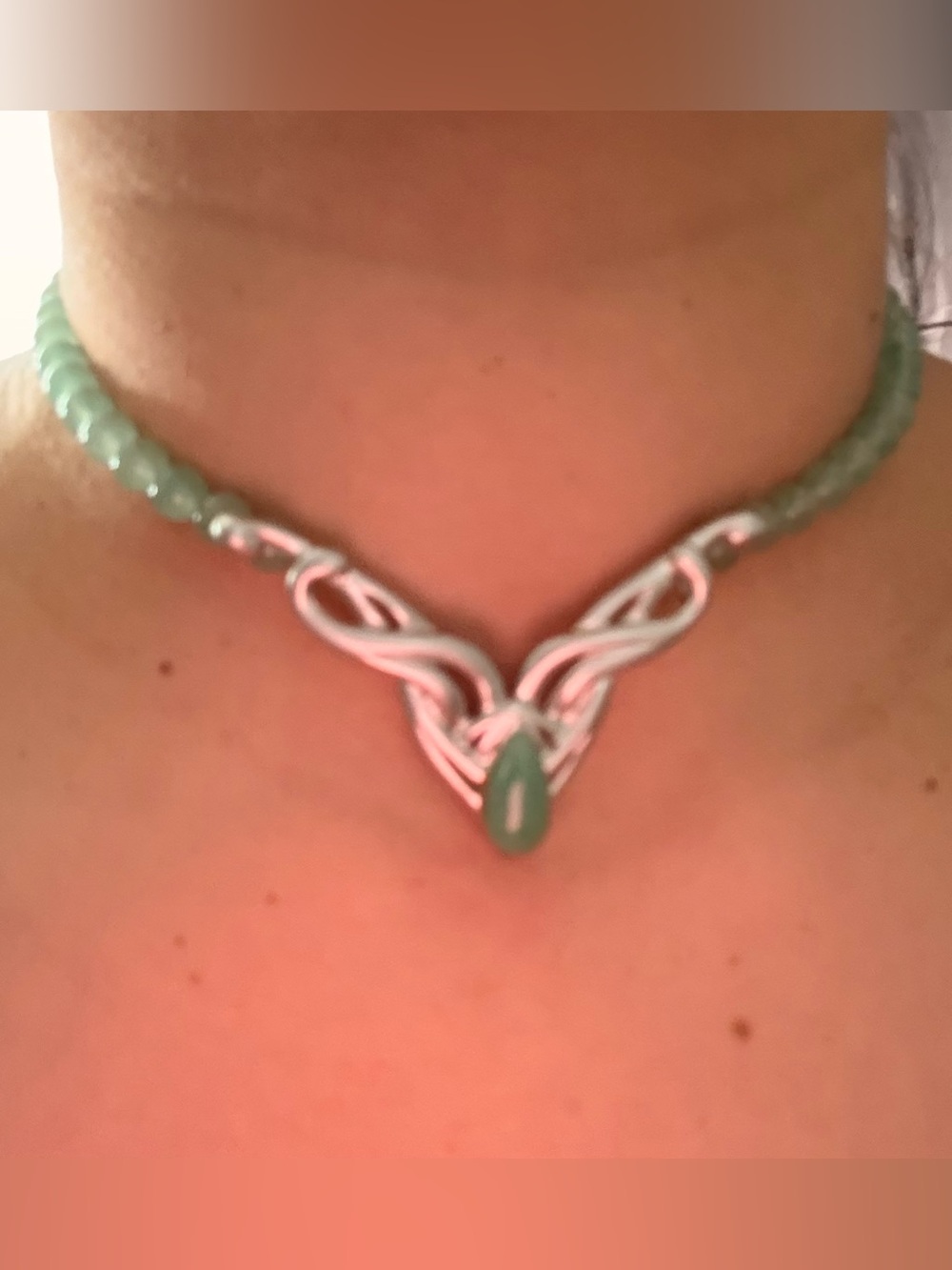 Silver genuine natural Jade bought in Japan 15.5 inches